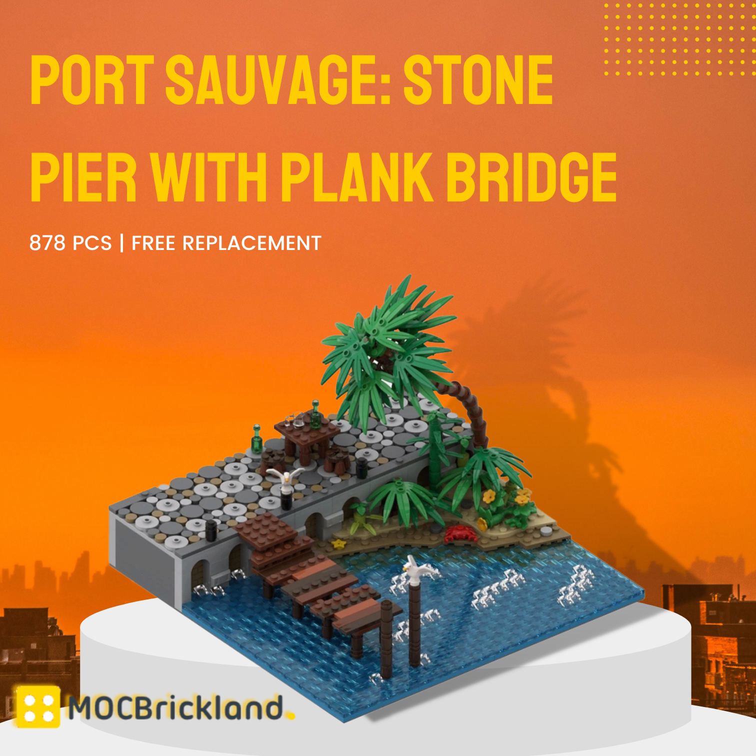 Port Sauvage: Stone Pier with Plank Bridge MOC-116560 Creator With 878 Pieces