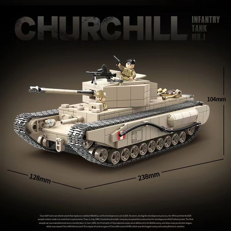 Churchill MK.I Infantry Tank Quan Guan 100238 Military with 1031 Pieces