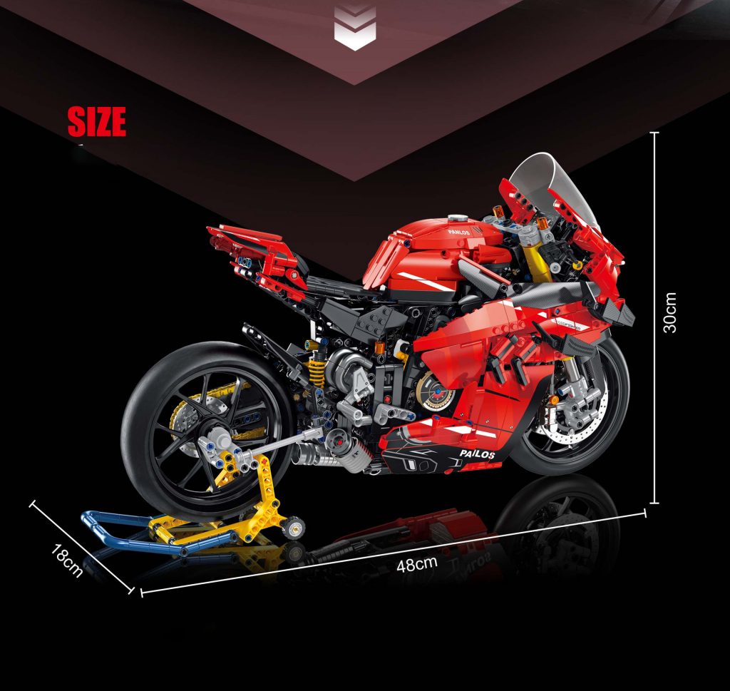 1:5 Red Ducati V4S Motorcycle PANLOS 672101 Technic With 2098pcs