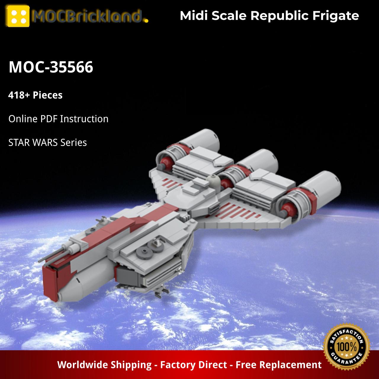 Midi Scale Republic Frigate STAR WARS MOC-35566 by @Bas_Solo_Bricks1988 WITH 418 PIECES