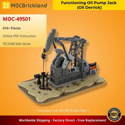 Functioning Oil Pump Jack (Oil Derrick) TECHNICIAN MOC-49501 by MasterBuilderKTC WITH 474 PIECES