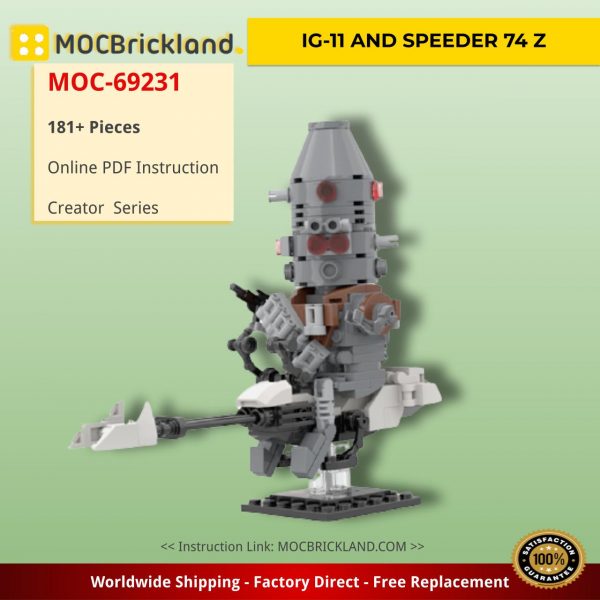 IG-11 AND SPEEDER 74 Z Creator MOC-69231 by Headsbrick WITH 181 PIECES