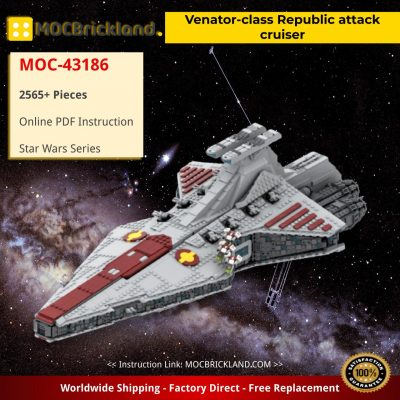 Venator-class Republic attack cruiser with interior Star Wars MOC-43186 by Bruxxy with 2565 Pieces
