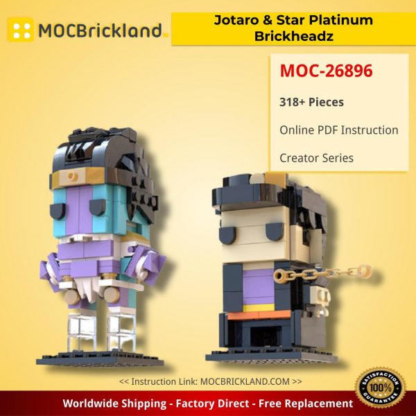Jotaro & Star Platinum Brickheadz (JoJo’s Bizarre Adventure) Creator MOC-26896 by Cryokina WITH 318 PIECES
