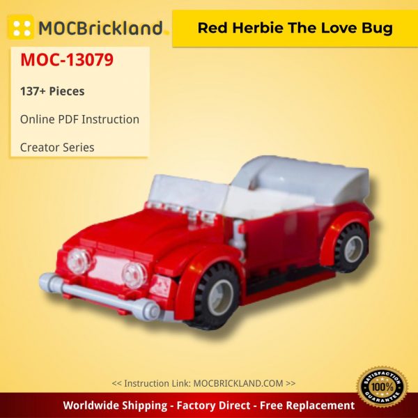 Red Herbie The Love Bug Creator MOC-13079 by jerrybuildsbricks WITH 137 PIECES