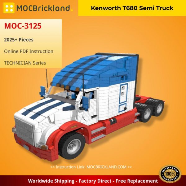 Kenworth T680 Semi Truck TECHNICIAN MOC-3125 by Motomatt with 2025 pieces