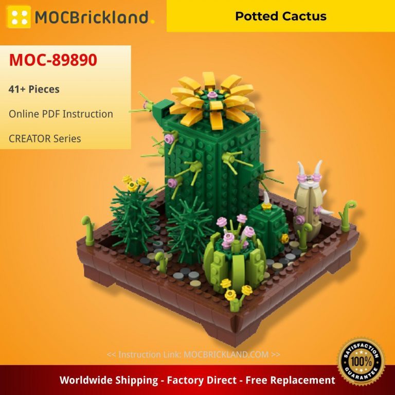 Potted Cactus Creator Moc 89890 With 41 Pieces Moc Brick Land 