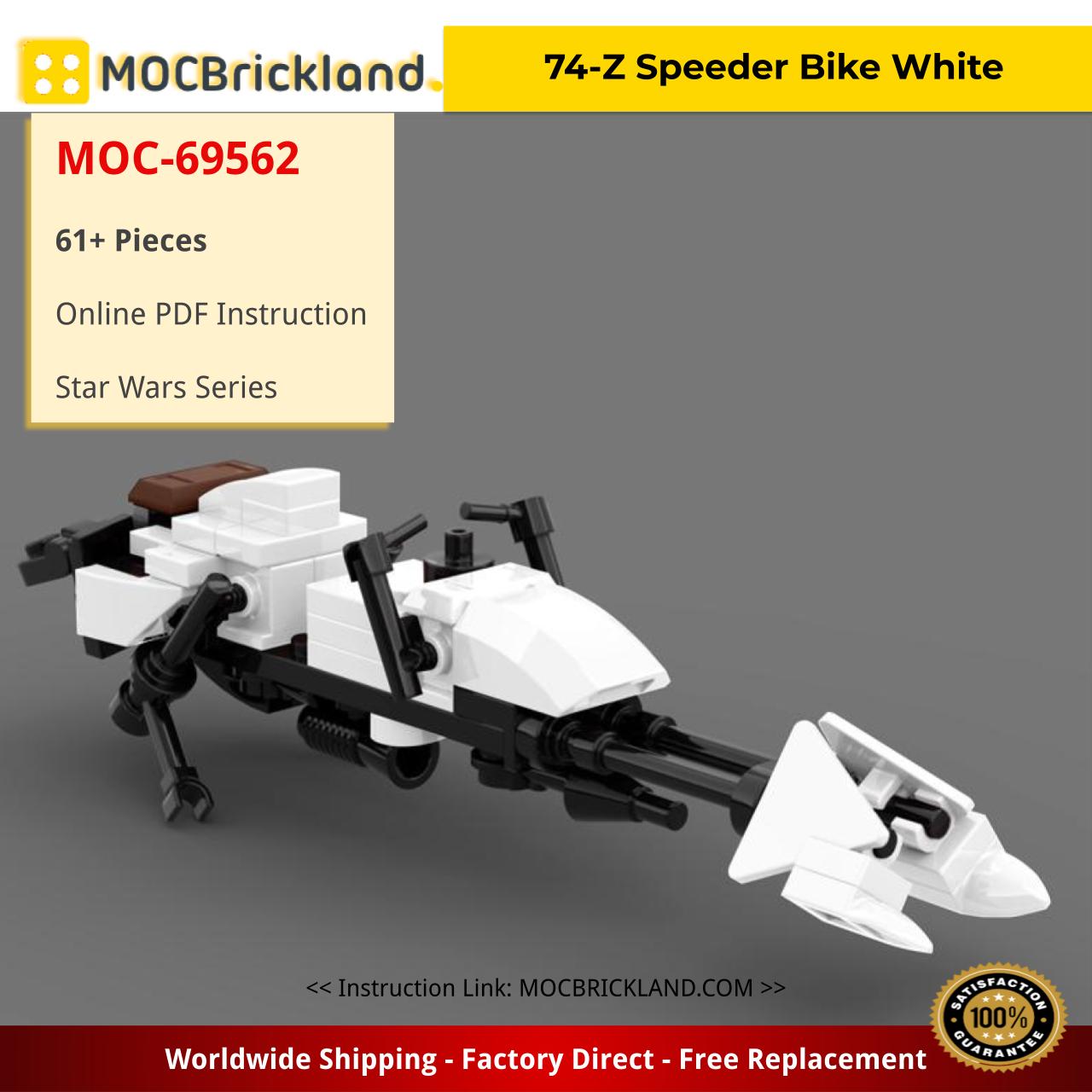74-Z Speeder Bike White Star Wars MOC-69562 by JohndieRocks with 61 Pieces