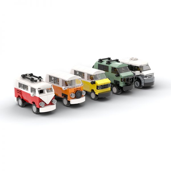 Mini VW Camper Vans – T1, T2, T3, T3 Syncro and T6 TECHNICIAN MOC-46056 by legocampervans with 605 pieces