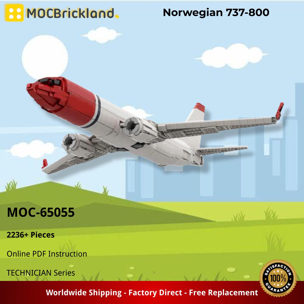 Norwegian 737-800 TECHNICIAN MOC-65055 by Syr1Ncs WITH 2236 PIECES