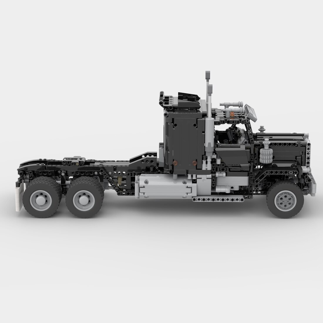 Black RC Semi Truck Hauler TECHNICIAN MOC-75363 by WITH 1447 PIECES - MOC Brick Land