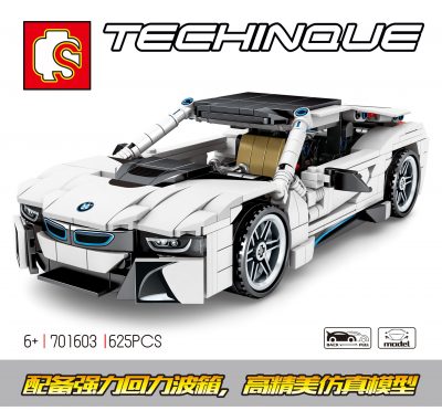 BMW I8 Coupe Pull Back Car TECHNICIAN SEMBO 701603 with 625 pieces