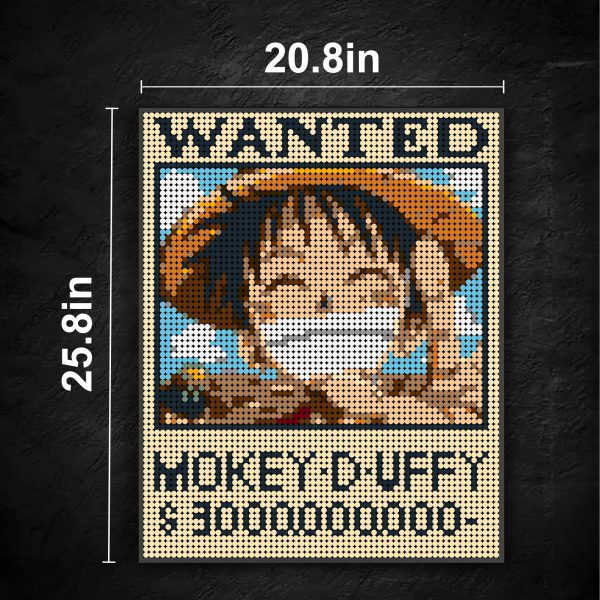 Luffy Wanted Order Pixel Art Movie MOC-90175 WITH 5642 PIECES