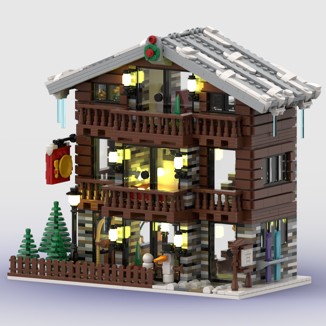 Winter Village Swiss Restaurant and Hotel MOC-91029 Modular Building With 2235 Pieces