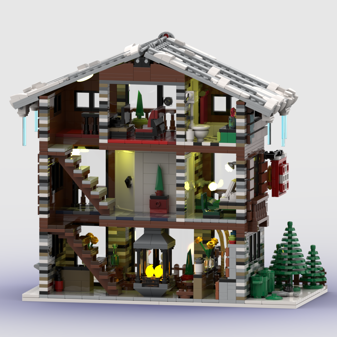 Winter Village Swiss Restaurant and Hotel MOC-91029 Modular Building With 2235 Pieces