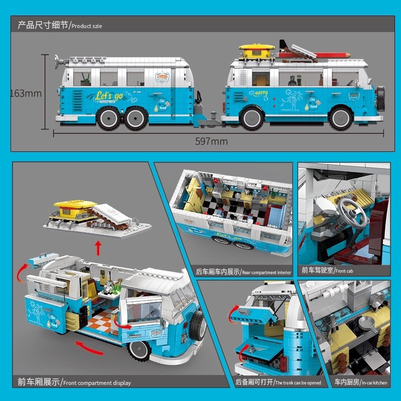 Travel Picnic T2 Camper ZYS 19009 Technic with 2775 Pieces