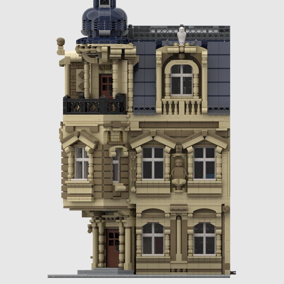 Beaux-Arts Modular Building With Interior MOC-100562 Modular Buildings With 4881 Pieces