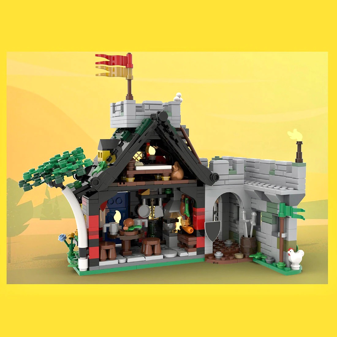 Medieval Mini Guarded Inn MOC-114616 Creator With 769 Pieces