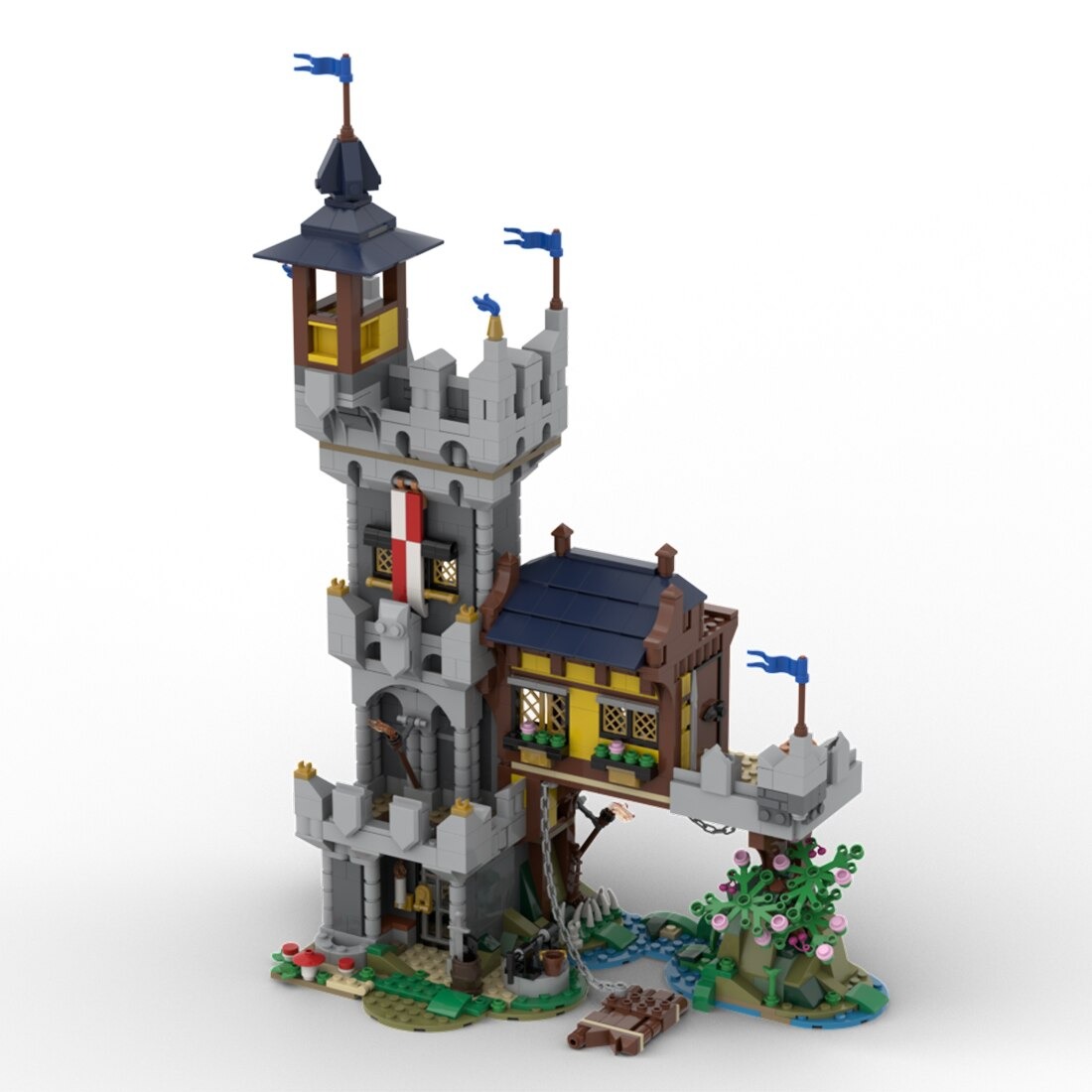 Medieval River Outpost MOC-128084 Creator With 1239 Pieces