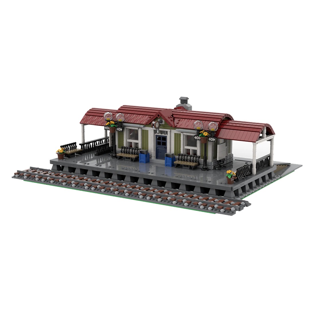 Curved Roof Train Station MOC-92280 Technic With 3348PCS
