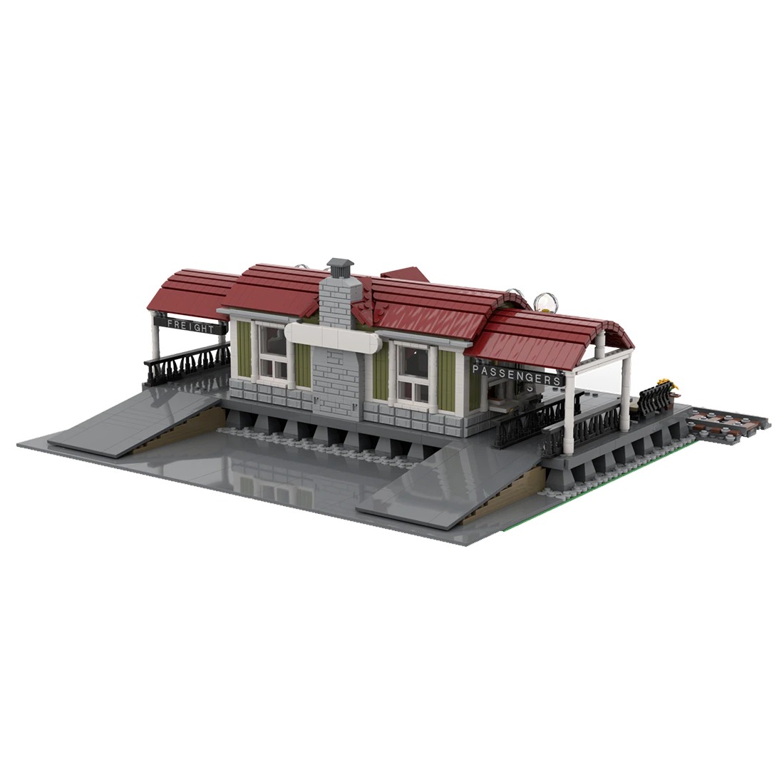 Curved Roof Train Station MOC-92280 Technic With 3348PCS
