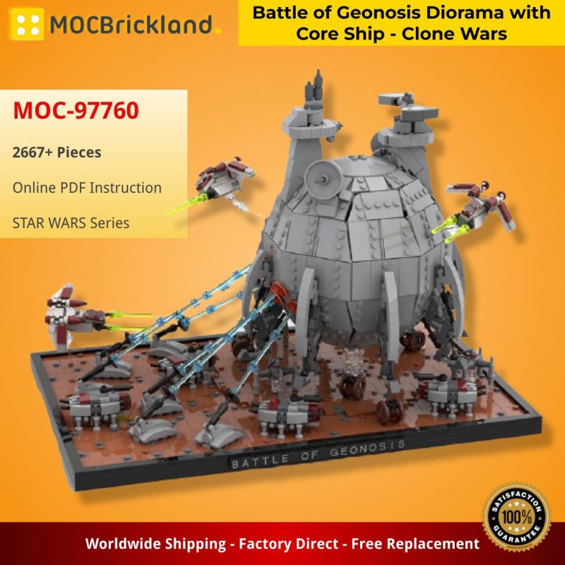 2022 New Space Wars MOC-97760 The Battle of Geonosis Diorama with Core Ship  Clone Wars MOC Building Block Model Kid Toys Gifts