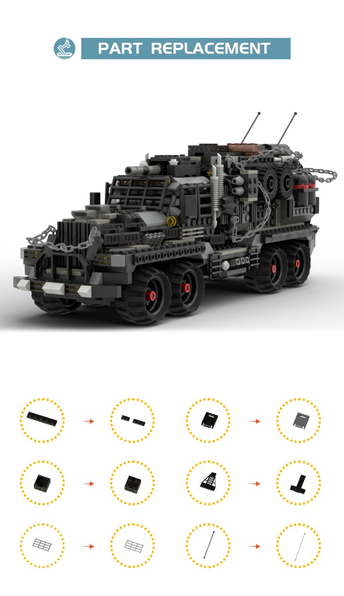 8 x 8 Reisiger Mad Max The War Rig MOC-116001 Technic With 1306 Pieces