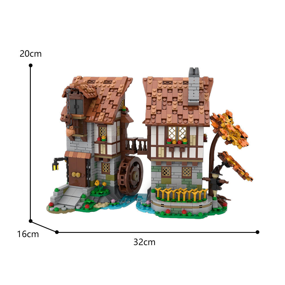 Medieval Watermill MOC-119708 Modular Building With 1235 Pieces