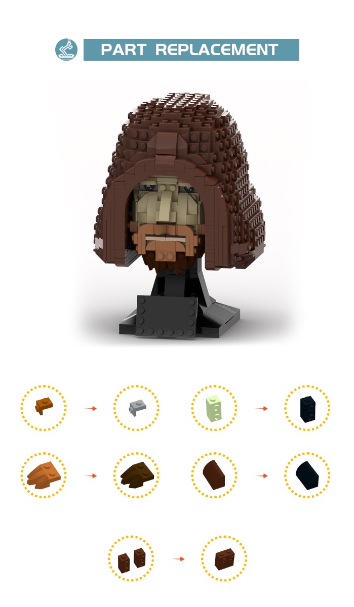 Star Wars ObiWan Kenobi Head Helmet Collection Style MOC-121600 Movie With 832 Pieces