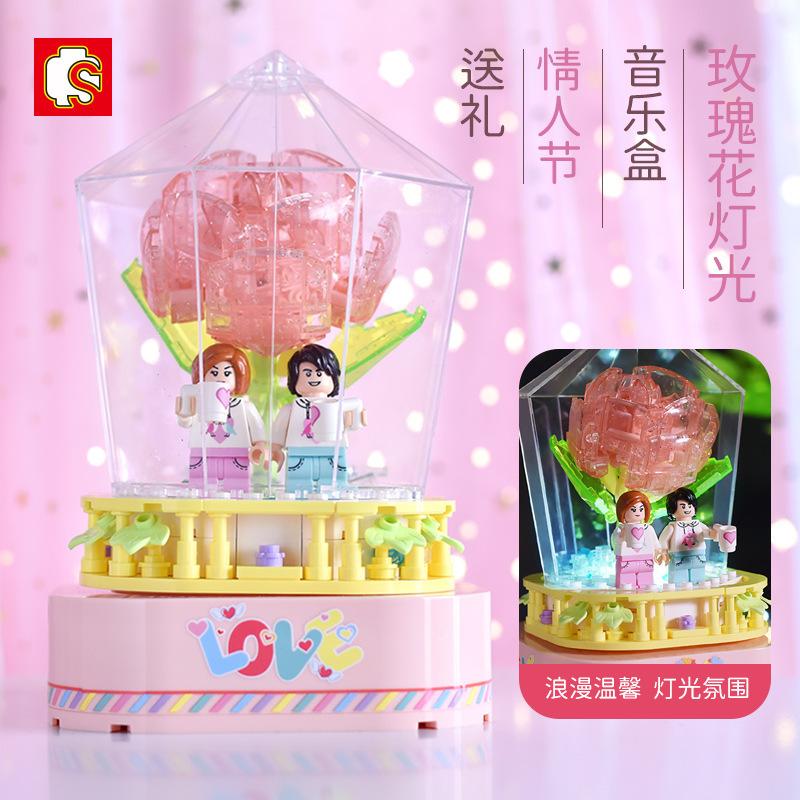 Creator SEMBO 601154 The crystal rose music box (Rose & Love) 