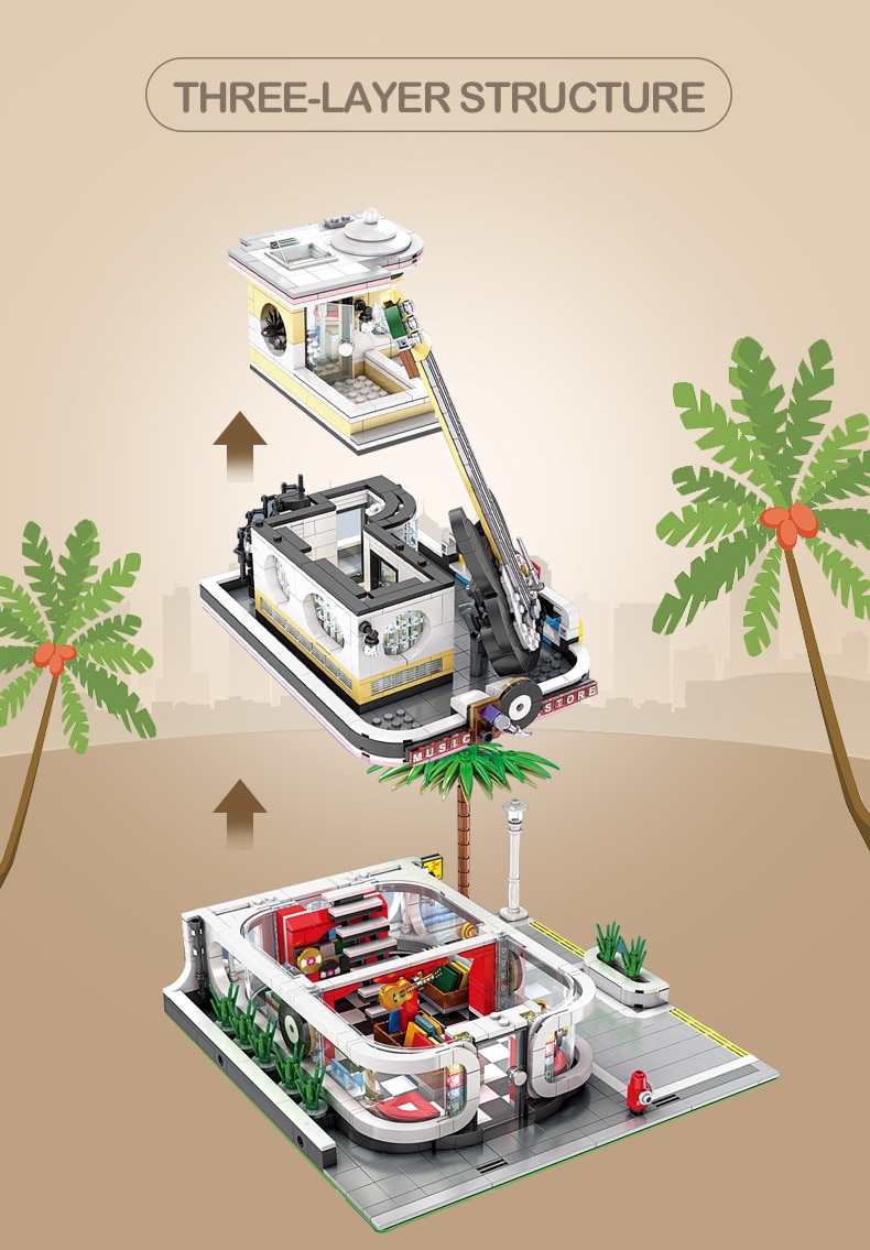 MOULD KING 16002 Guitar Shop With LED Light