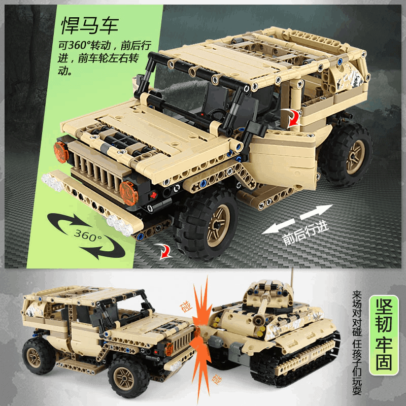 Military Hummer Military MOULD KING 13009 with 536 pieces - MOC Brick Land