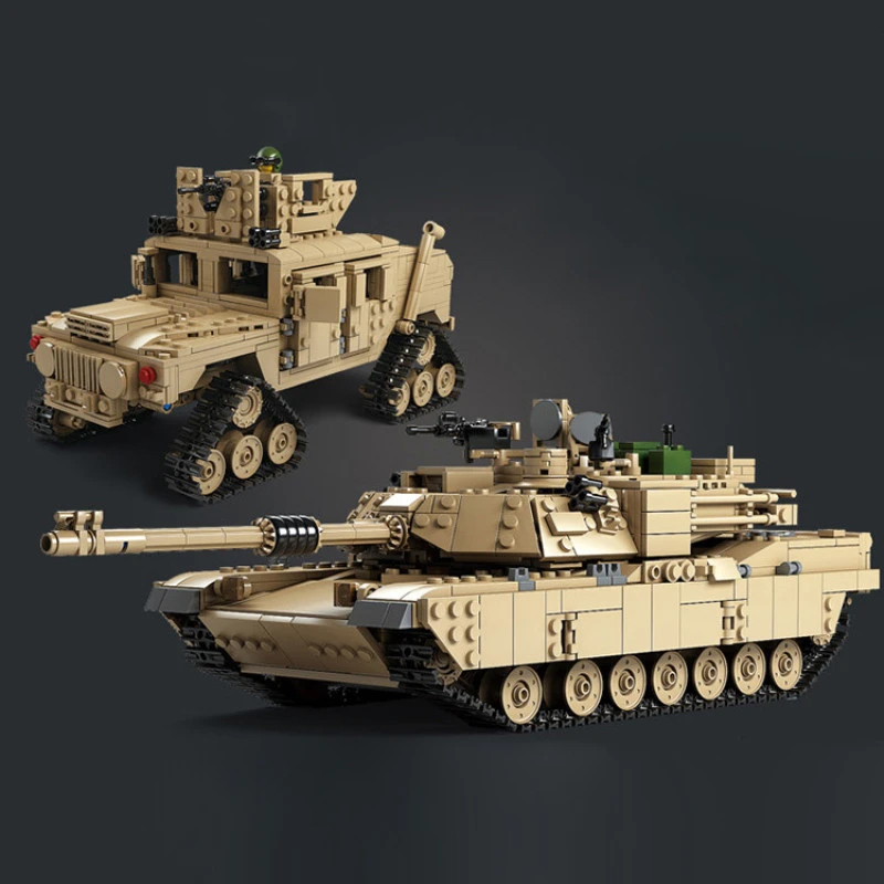 Military KAZI KY10000 M1A2 Abrams MBT and HUMMER 2 in 1