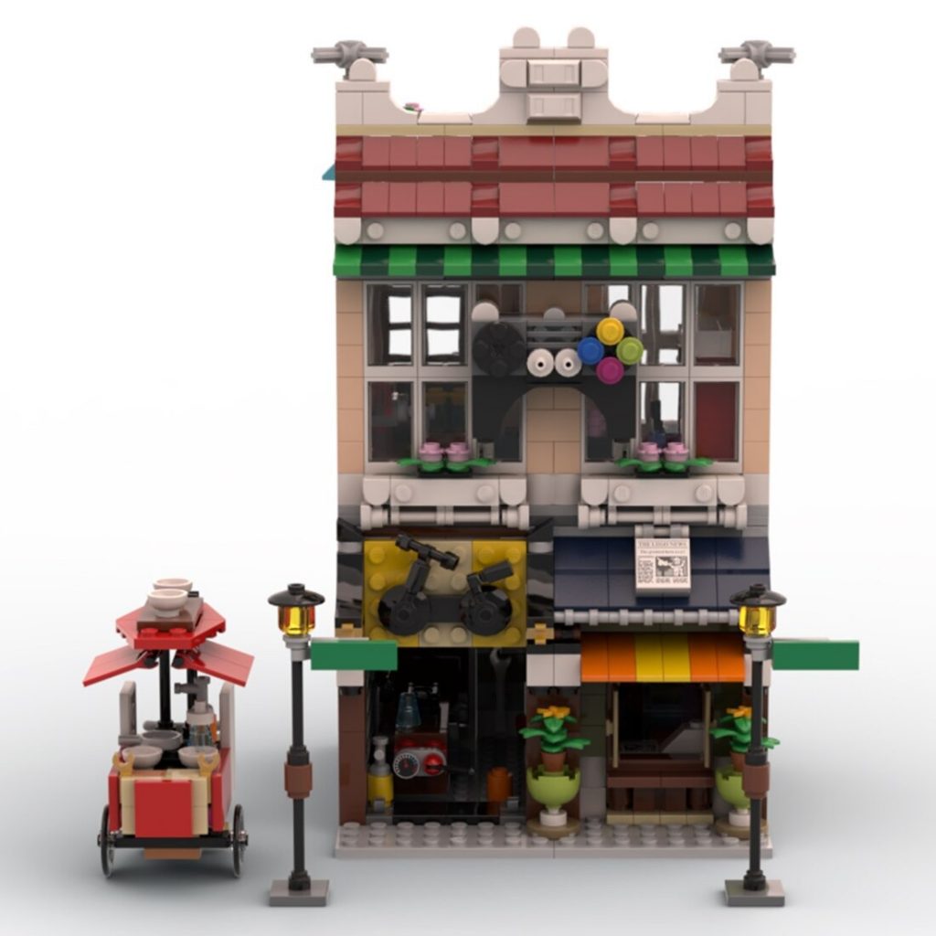 Arcade & Bike Shop Street View MOC-113969 Modular Building With 1080PCS