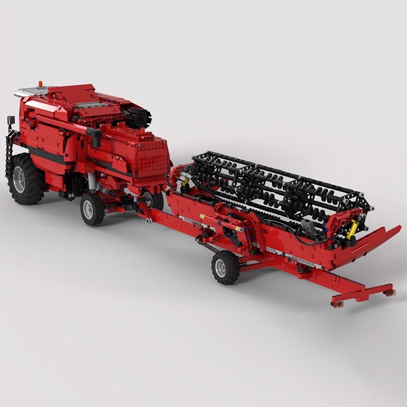 Red Combine Harvester With Leveling System MOC-106787 Technic With 3465 Pieces
