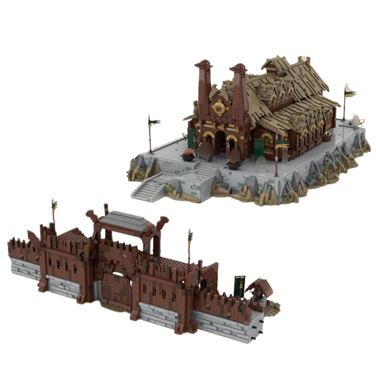 UCS Edoras - Meduseld Golden Hall And Great Walls MOC-62288-65377 Modular Building With 10116 Pieces