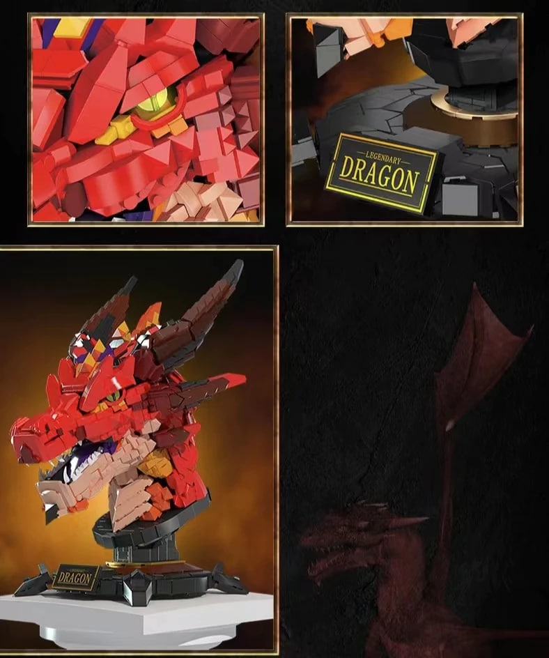 Legendary Fire Dragon Head Yanlong LELE LN1008 Creator With 2713 Pieces