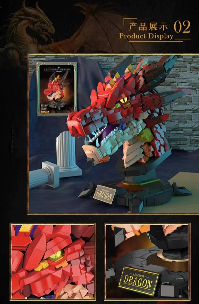 Legendary Fire Dragon Head Yanlong LELE LN1008 Creator With 2713 Pieces