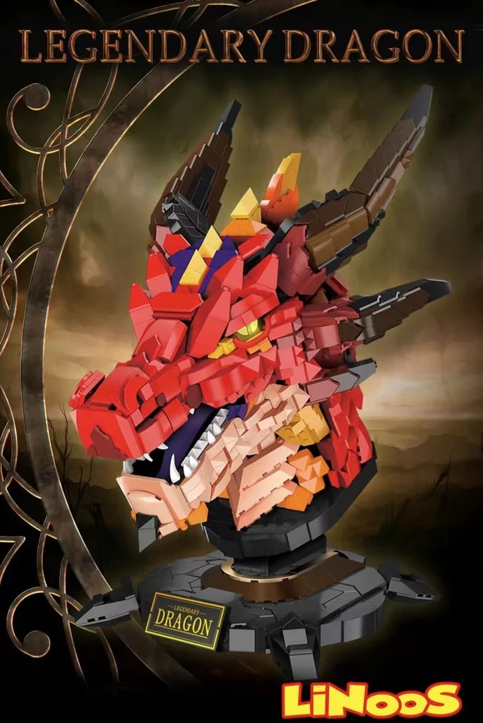 Legendary Fire Dragon Head Yanlong LELE LN1008 Creator With 2713 Pieces