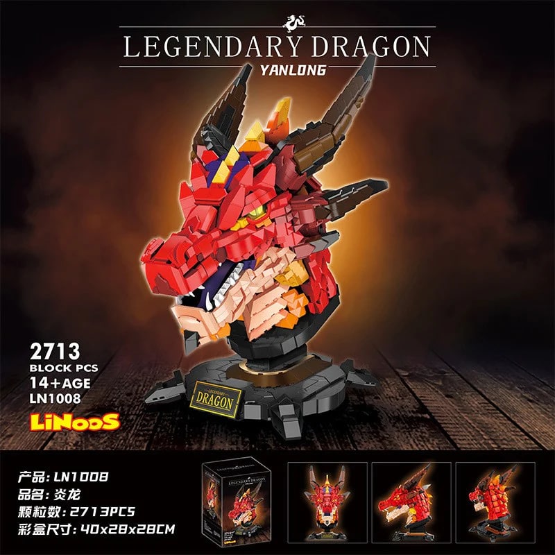 Legendary Fire Dragon Head Yanlong LELE LN1008 Creator With 2713 Pieces