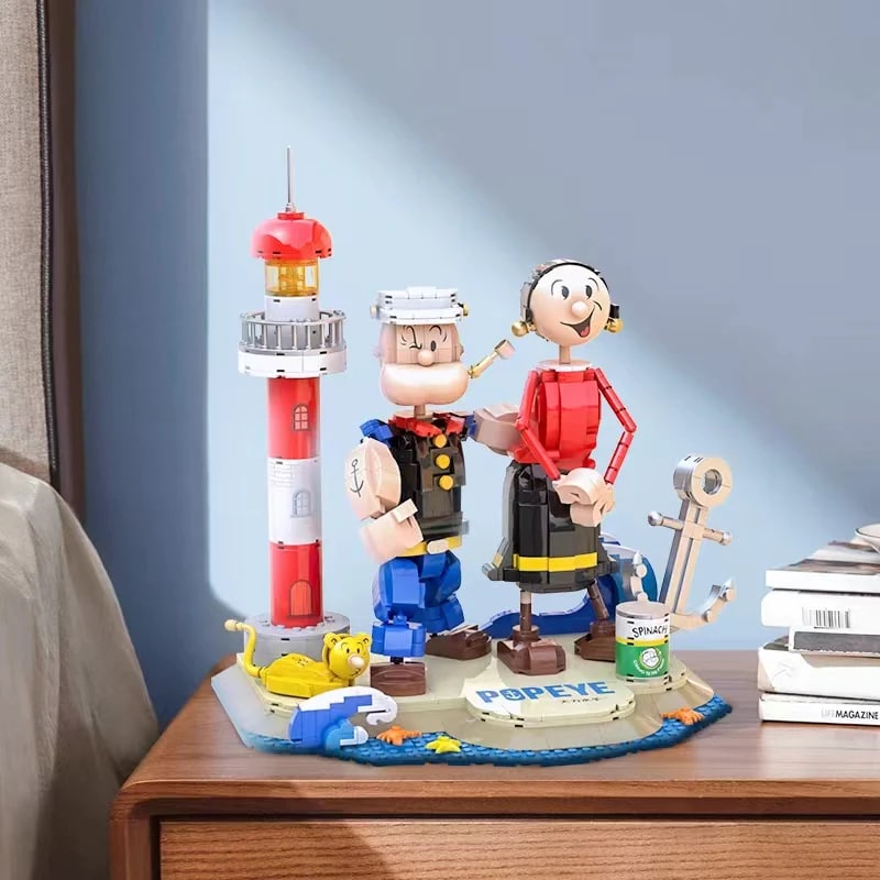 Popeye Poppy And Olivia Lighthouse PANTASY 86401 Movie With 1209 Pieces