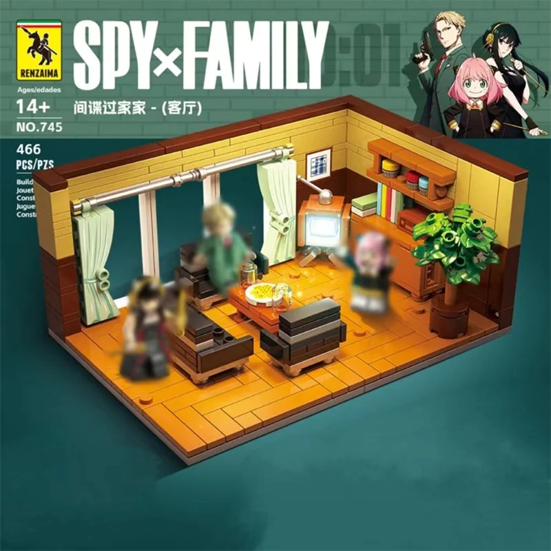 SPY x FAMILY Spy Play House: The Living Room QuanGuan 745 Modular Building With 466 Pieces
