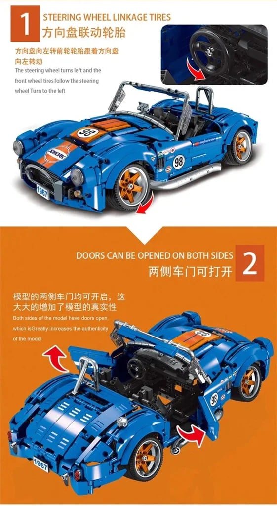 1:10 Shelby Cobra 427 MORK 022025-1 Technic With 1816 Pieces