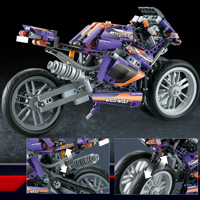 TECHNICIAN DECOOL 33004 Purple Flame Giant Wheel Motorcycle